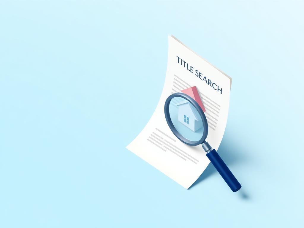 Title examiner reviewing U.S. property deed and ownership records for a nationwide title search